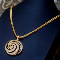 Gold Plated 18/24 Inch 2.5mm Singapore square fox chain with Big Derana Pendant. 