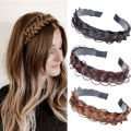 Women Anti-Slip Headband Twist Braid Fishbone Braid Wig Hair Hoop Retro Elegant Wig Braided Hair Accessories. 