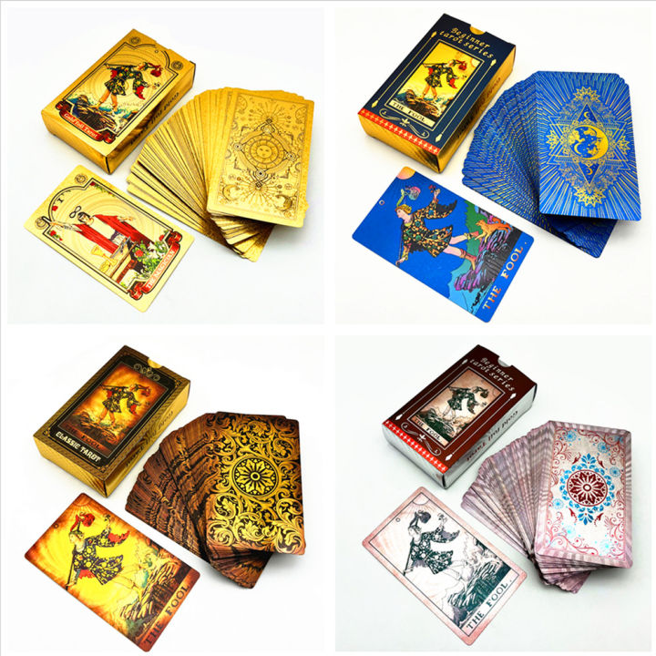 1 Deck Plastic Tarot Cards Waterproof Durable Rider Waite Gold Black