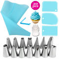 Silicone Pastry Bag Tips Icing Piping   Reusable Pastry Bags Nozzle Set Cake Decorating Tools. 