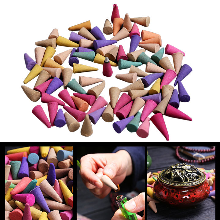 60cs emoer Incense Scented Incense Cones Anxiety elief Fragrance Incense Cones for Liing oom edroom
