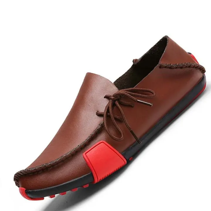 【ALLGOOD】New Arrivals Men's Cow Leather Driving Loafers Casual Leather Shoes Fashion Slip-On Boat Shoes Lazy Shoes Large Size 38-47 Kasut lelaki