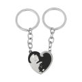 2Pcs/Set His Hers Matching Puzzle Yin Yang Cat Couples Keychains Stainless Steel Heart Key Ring BFF Couple Key Chain Jewelry. 