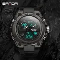 【Miga Plaza】SANDA 739  Style Large Dial Men's Watch Male Student Fashion Trend Multi-Function Digital Waterproof Luminous Chronograph Watches. 