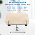 Book Stand Foldable Desktop Holder for Reading,with 360° Rotating Base & Page Clips. 