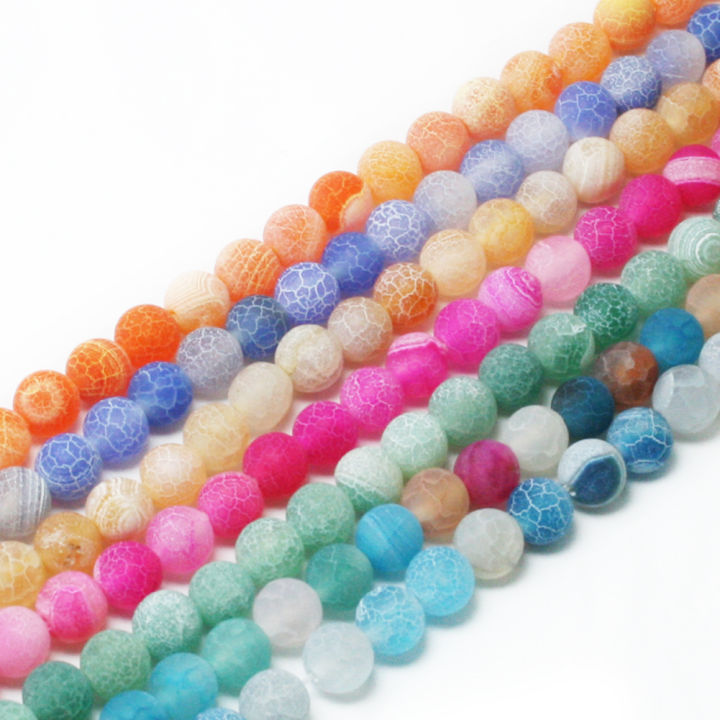 4-14mm Natural Stone Frost Crab Colorful Carnelian Round Loose Beads For DIY Necklace Bracelet Jewelry Making