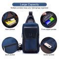 Men Leather ling Bag Casual Chest Bag Pack Crossbody Bag ling Backpack Travel houlder Backpack. 