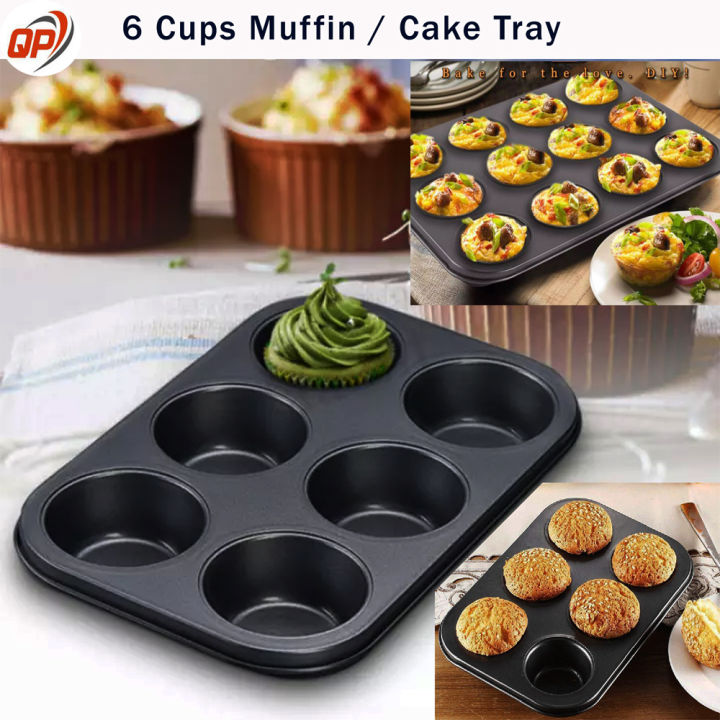 QP%206%20Cups%20Muffin%20Pan%20Set,%202%20Pack%20Bakeware%20Non-Stick%20Cupcake%20Baking%20Pan%20Heavy%20Duty%20Carbon%20Steel%20Muffin%20Tins%20Baking%20Tray%20for%20Cakes%20-%20Image%202
