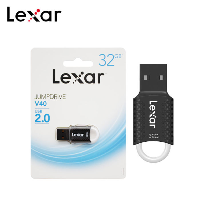 Lexar JumpDrive V40 USB Flash Drive 32GB Black Pen Drive USB 2.0 Compact Design Memory Stick Pendrive With Key Chain Hole