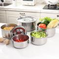 Stainless Steel Stock Pot 5 Pcs Set Food Saver, Steamer & Food Container with Lid Super Consist of 5 Pieces with Different Sizes Set 16-24cm. 