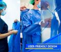 Blue Disposable Medical Isolation Gowns w/ Knitt Cuffs, Lab Dentists Hospital. 
