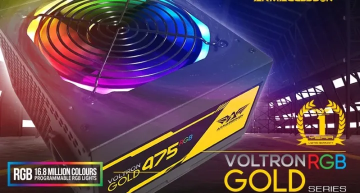 Armaggeddon Voltron Gold 475 RGB Power Supply Unit with RGB Silent Fan