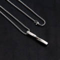 Spiral Rectangle Pendant Necklace-Cool Vertical Cuboid Stick Chain Necklace-Stainless Steel Jewelry Gift. 