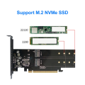 PCIe To M2 Adapter Card, PCIE X16 4 Port M2 NVME M Key SSD Add on Card PCI Express Expansion Card with Heatsink. 