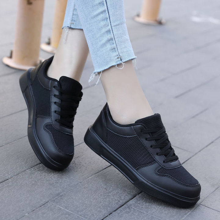 All Black Kitchen Work Shoes Women s Spring and Summer Long Standing Not Tired Feet Mother Work Shoes Non Slip Soft Bottom Black Shoes Board Shoes Daraz.lk