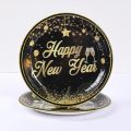 paper plates 2024 New Year Party Disposable Tableware Black Gold Paper Plates Napkins Cups Tablecloth New Year Party DecorationsParty Tableware. 