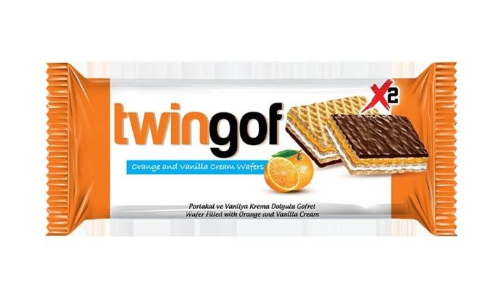 Twingof Semi Coated Orange Cream Wafer Chocolate [40g]