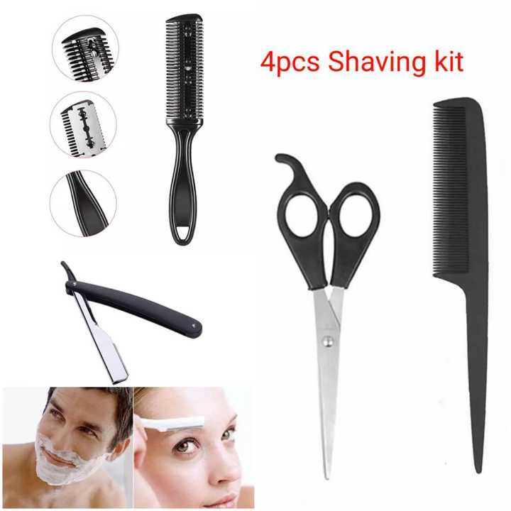 4 in 1 Shaving Kit - Razor Scissor Comb Shaver
