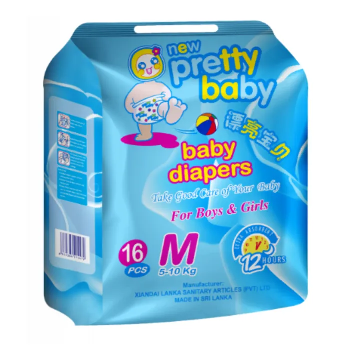 Pretty Baby | Disposable Baby Diapers | Medium 16 Pcs