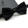 Sunnyheart Bow Tie Solid Color Wear Easily Polyester Adjustable Bow Tie Pre Tied for Formal Occasions. 