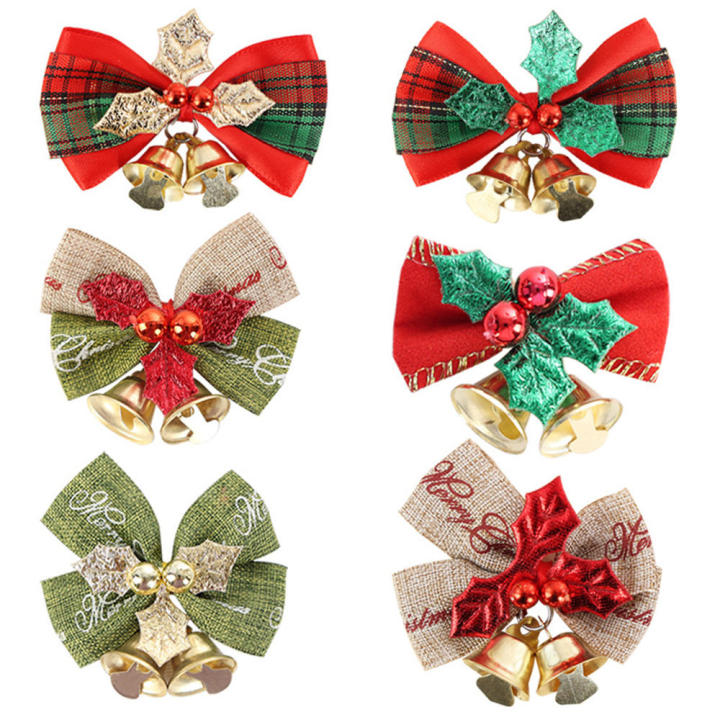 Christmas Bow-knot Decorations Golden Red Bell Butterfly bow Hanging Ornaments Xmas Tree Home Decor New Year Wedding Party Decoration