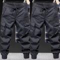 Elastic Waistband Pants Breathable Pants Men's Drawstring Cargo Pants with Elastic Waist Multi Pockets Ankle-banded for Daily. 