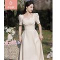 Bridesmaid Dress Champagne 2024 New High-Grade Fairy Slim Fit Niche Sisters Group Clothes Graduation Dress Women's Summer. 