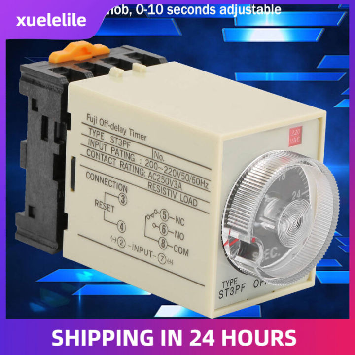 【FOOT SOFA】[Quality assurance] 0-30s Power Off Delay Timer Relay Knob Delay Time Relay Control Time Relay with Base AC 220V ST3PF