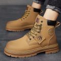 Japanese Men's Martin Boots Men's Height Increasing Insole Korean Men's Shoes Martin Boots Winter British Style Labor Protection Shoes Imported. 
