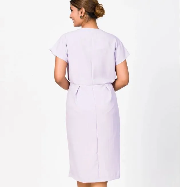Front%20Cross%20Flap%20Detail%20Dress%20Women's%20Casual%20Midi%20Dress%20Short%20Sleeve%20V-Neck%20A-Line%20Dress%20-%20Image%203