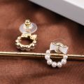 1 Pair Bowknot Pearls Girls Fashion Jewelry Mini Bridal Stud Earrings Ladies Wedding Elegant Party French Retro Women Korean INS. 