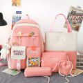 5pcs Cute Kawaii School Backpack for Girls Teenage Children Schoolbag Women Shoulder Aesthetic Backpacks Large Capacity Book Bag. 