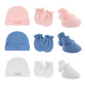 3Pcs/Set Newborn Hat Gloves Socks Set For Baby Boy Girl Cotton Cap Beanie Soft Infant Nightcap. 