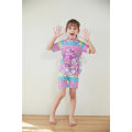 Yfashion 2pcs Girls Unicorn Swimsuit Cartoon Printing One Piece Short Sleeve Swimsuit Swimming Cap color. 