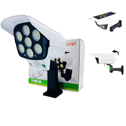 Solar Light (2 × BATTERY) LED Solar Powered Lamp LED COB - CCTV Camera Model - Security - Solar Light Outdoor Street Spotlight - Garden Solar Wall Lamp
