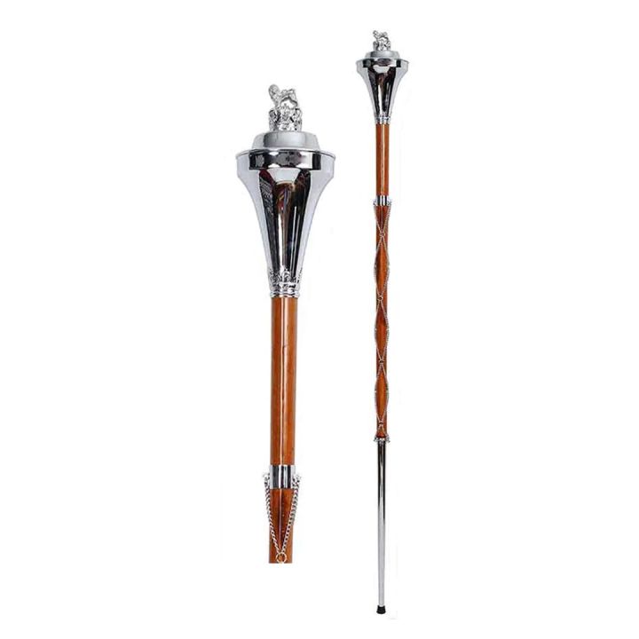 Drum%20Major%20Mace/Leader%20Stick,%20Chrome%20Flat%20Head%20Lion%20&%20Crown%20Top%20-GPC-1096F(Pakistan%20Made)%20-%20Image%203