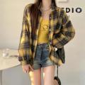 Red Plaid Shirt for Women Teen-girl Button Down Long Sleeve Collared Check Shirt Jacket Casual Fall Winter Christmas Outfit. 