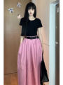 Tea Series Wear a Set of Short Sleeves T T-shirt Top Suit Women's Summer Dress Temperament High Waist Skirt Mid-Length Skirt. 