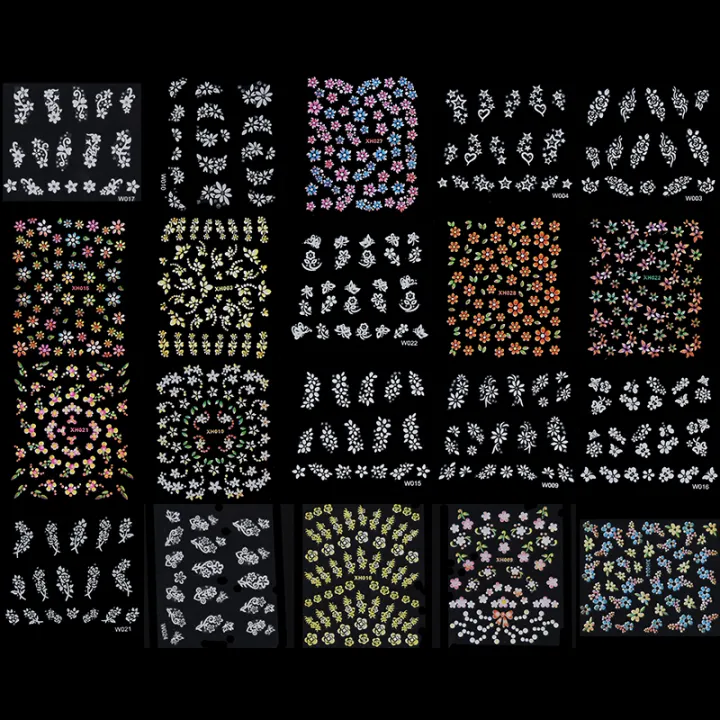 3D Nail Art Transfer Stickers 30 Sheets Flower Decals Manicure Decoration Tip Runrui