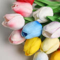 Realistic Artificial flowers Lifelike Home Outdoor Tulip bouquet Long-lasting Vase decor PU flowers for Wedding ceremonies. 