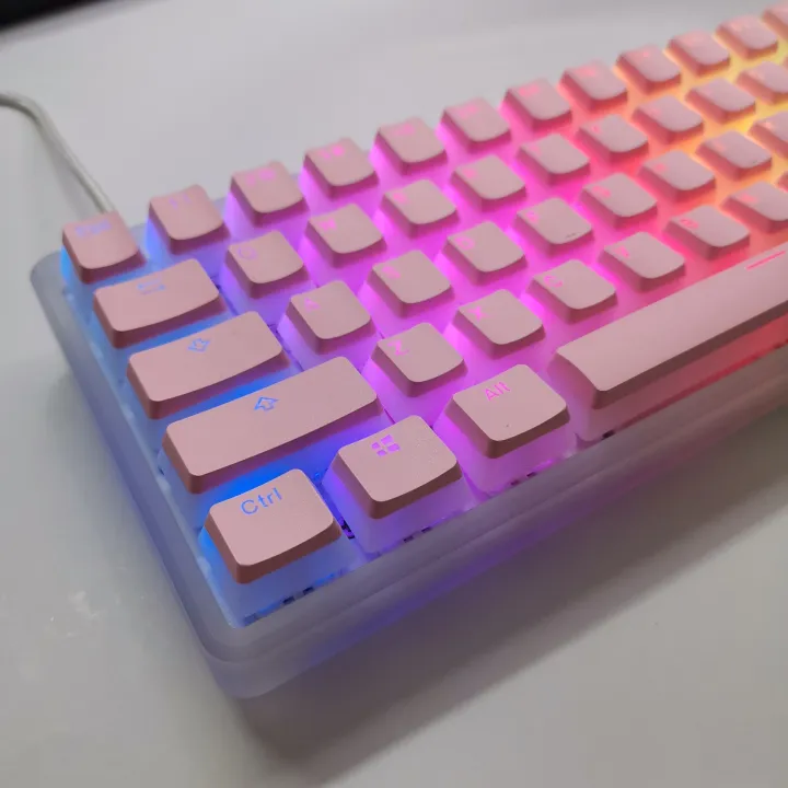 Game%20Translucent%20Keycap%20for%20Mechanical%20Keycap%20Pink%20Double%20Shot%20Black%20Set%20Pudding%20Keycaps%20-%20Image%202