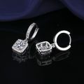 Live Hot Selling Fashion Popular Princess Square Bag 1 Karat Imitation Moissanite Silver Earrings Women's Zircon Ear Buckle Earrings. 