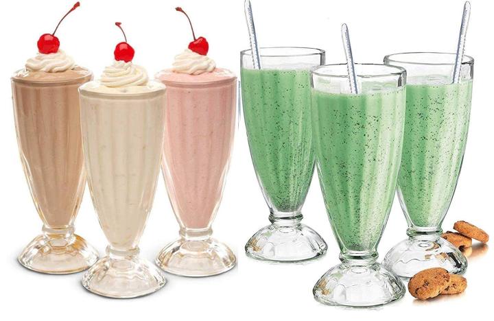 6 Pc's Falooda Glasses Milkshake Glasses Smoothie Glass Sundaes Ice Cream Juice Glasses Water Glass Dessert Glasses