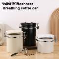 Airtight Coffee Canister 1 Set Coffee Bean Storage Jar Stainless Steel Canister with Date Tracker Measuring Scoop Lockable Coffee Storage Container. 