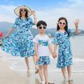 Seaside Mother-Daughter Matching Outfit Summer Travel Parent-Child Outfit a Family of Three Four Beach Mother-Daughter Dress Vacation Father-Child Suit. 
