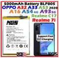 OPPO A16 OPPO A32 OPPO A33 OPPO A53 OPPO A54 OPPO A83 5G BLP805 REALME C17 Realme 7i Battery 5000mAh. 