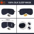 FOM (Friends of Meditation) 100% Mulberry Silk Eye Mask, Super Smooth Sleep Mask and Blind Fold (Navy Blue). 