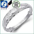 【ZOSR】fashion Double fish lotusn woman kpop star Fine 999 Sterling Silver adjustable bracelet Bangles gift SZ17. 