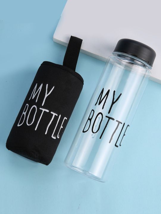 Crystal Clear Glass Water Bottle With Cover Bag My Bottle- 550ml