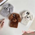 3D Teddy Dog Fluffy Phone Case For OPPO A3S A5S Realme 5 6 7 XT C2 C3 C17 C25 C35 C53 C55 F11 A12 A15S Plush Silicone Back Cover. 